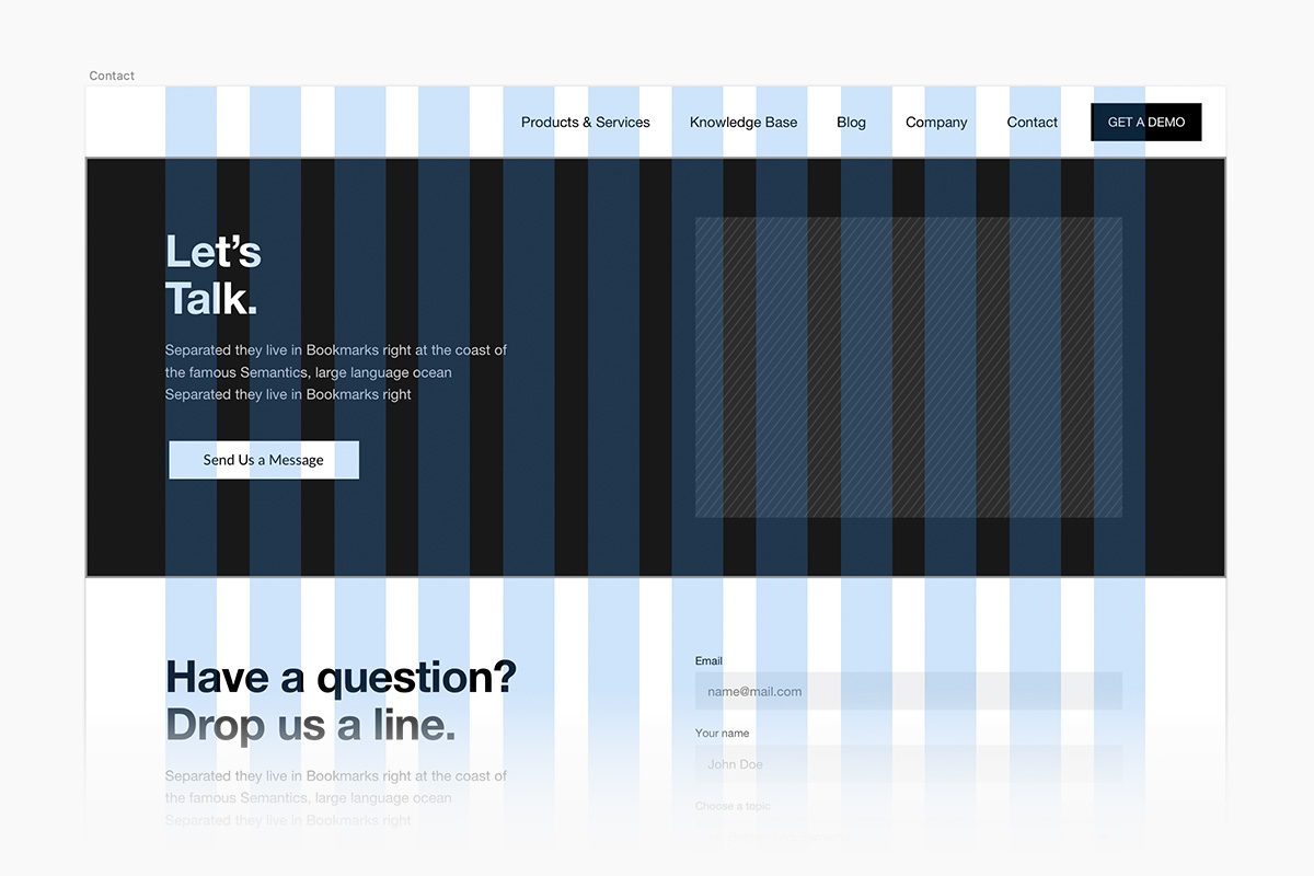 A web grid overlaying a simple design.