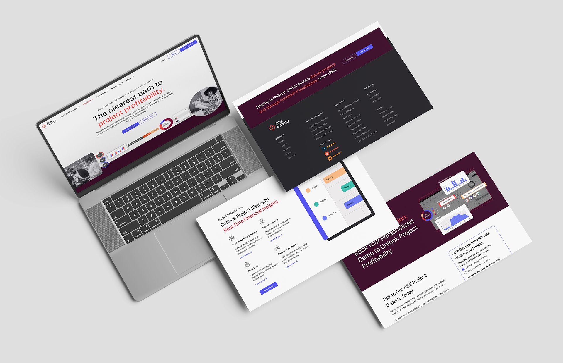 Total Synergy website screens